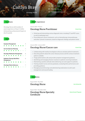 Oncology Nurse Resume Sample and Template