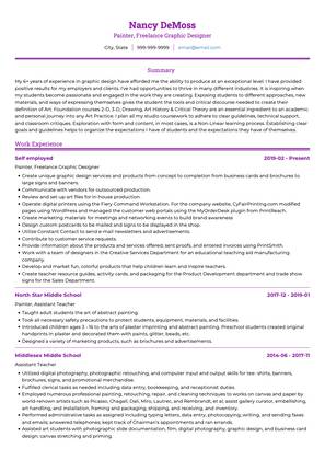 Freelance Painter & Graphic Designer CV Example and Template