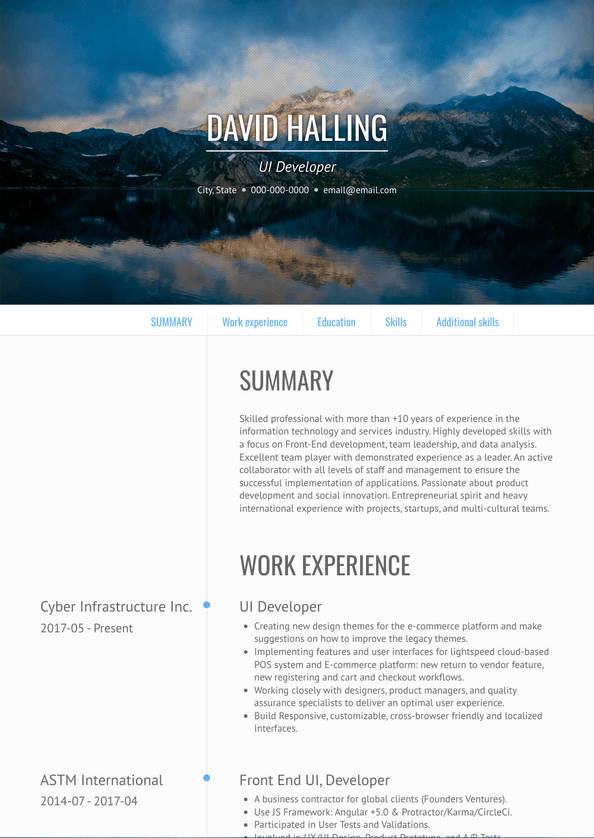 UI Developer Resume Samples and Templates | VisualCV