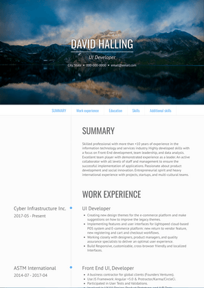 UI Developer Resume Sample and Template