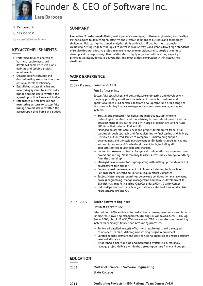 Entrepreneur  Resume Sample and Template