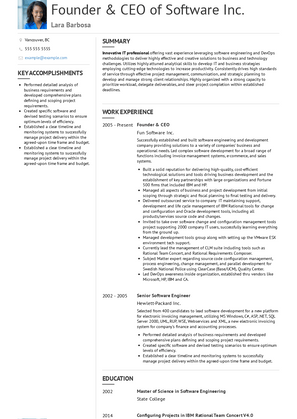 Entrepreneur  Resume Sample and Template