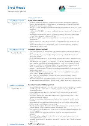 Group Training Manager Resume Sample and Template