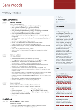 Veterinary Technician Resume Sample and Template