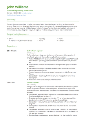 Programmer CV Example and Template