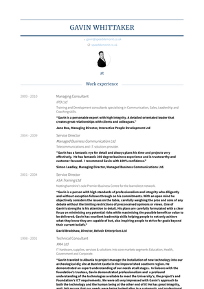 Managing Consultant Resume Sample and Template