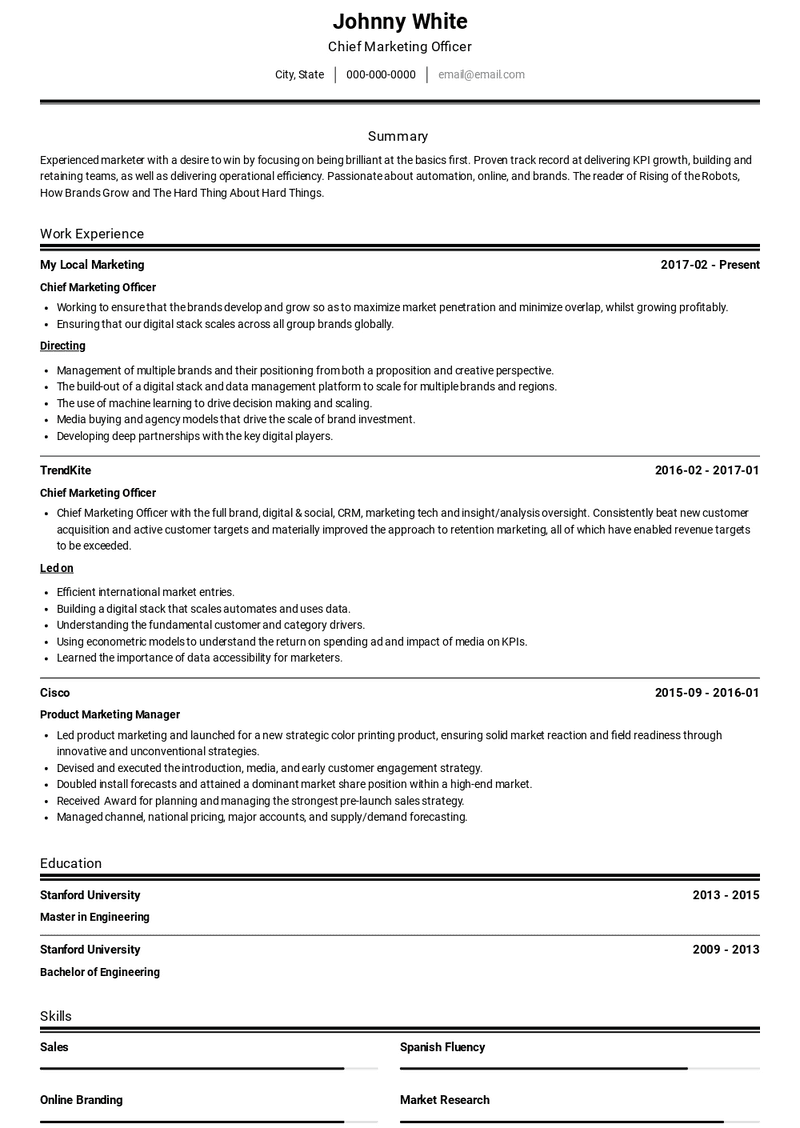 Chief Marketing Officer Resume Sample and Template