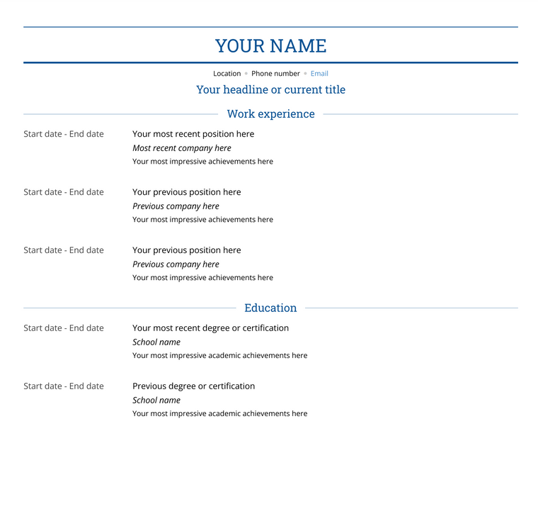 Blank Resume Template - Monte