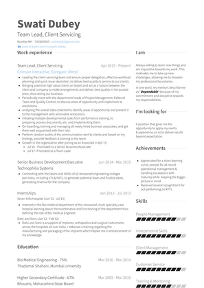 Business Associate, Client Servicing Resume Sample and Template