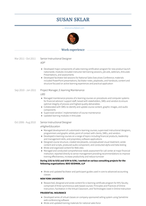 Senior Instructional Designer Resume Sample and Template