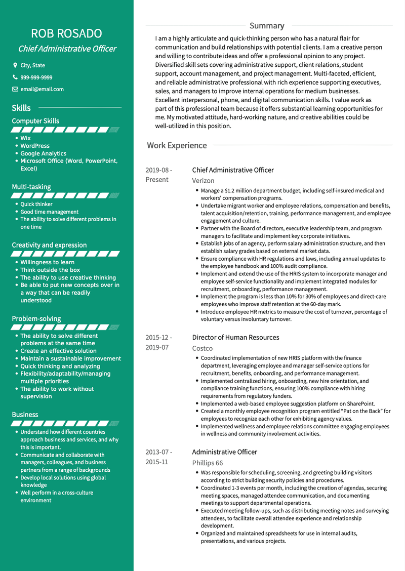 Administrative Officer CV Example and Template