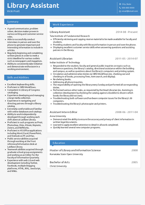 Library Assistant Resume Sample and Template