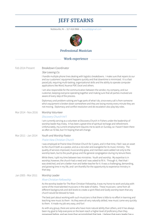 Youth And Worship Pastor Resume Sample and Template