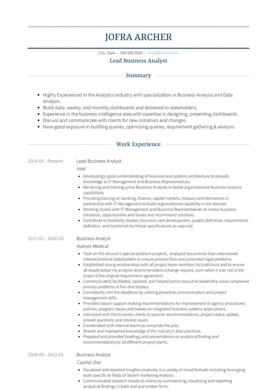 business analytics resume skills