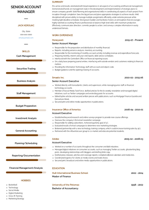 Sr. Account Manager Resume Sample and Template
