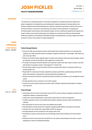 Facility Manager CV Example and Template