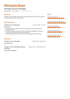 Strategic Accounts Manager Resume Sample and Template