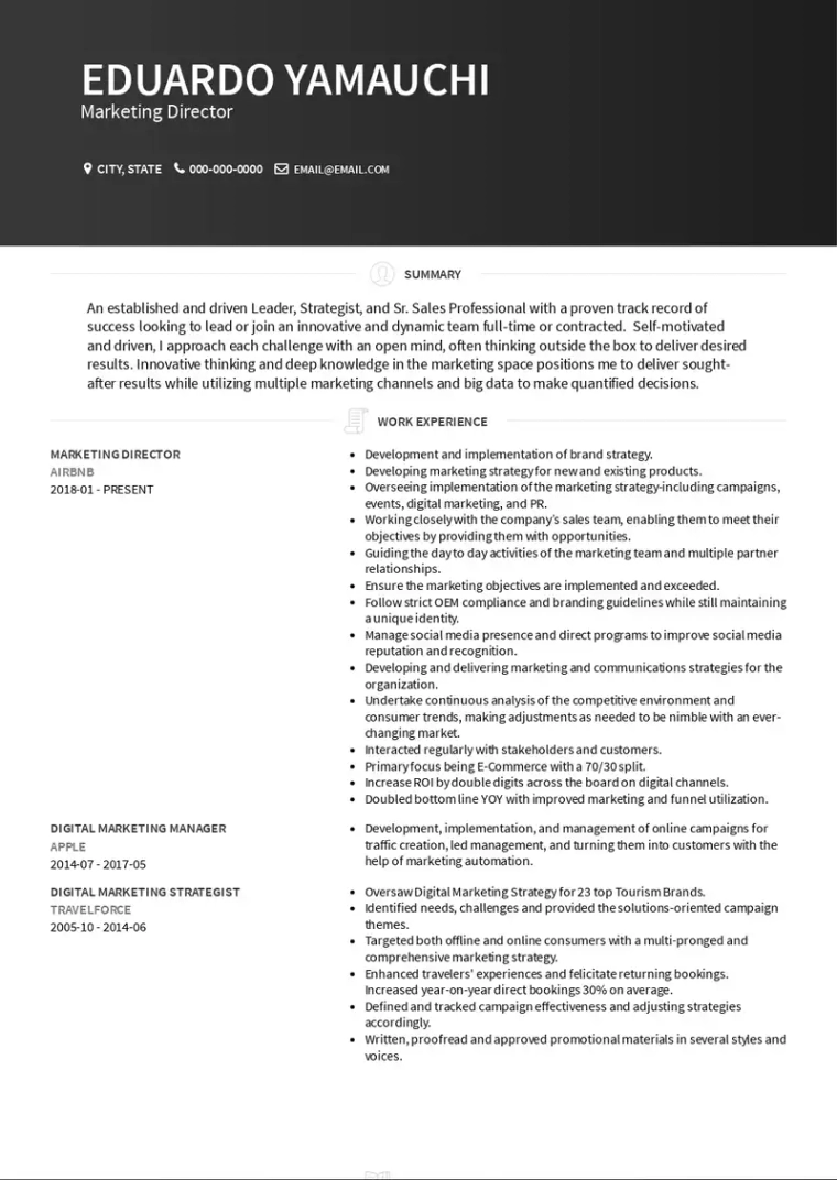 marketing german cv template