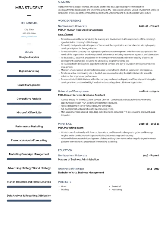 MBA Resume Example