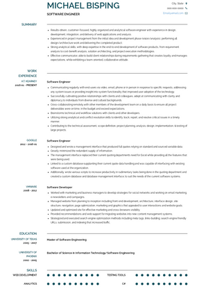 Software Engineer Resume Sample and Template
