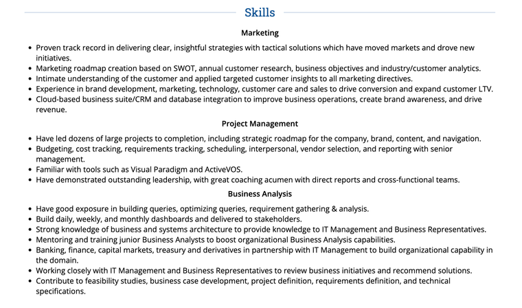 Soft skills based resume