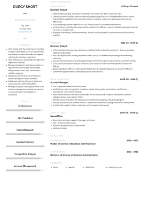 Business Analyst Resume Sample and Template