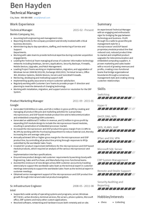 Technical Manager Resume Sample and Template