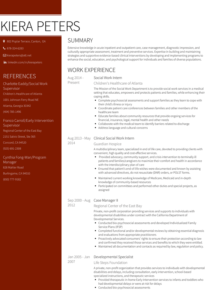 Social Work Resume Samples and Templates | VisualCV