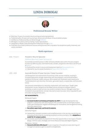 President / Resume Specialist Resume Sample and Template