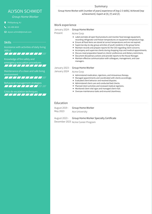 Group Home Worker Resume Sample and Template