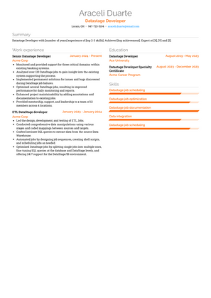 Datastage Developer Resume Sample and Template