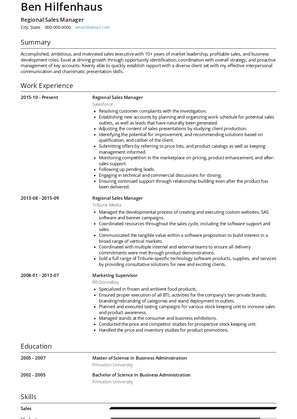 Regional Sales Manager Resume Sample and Template