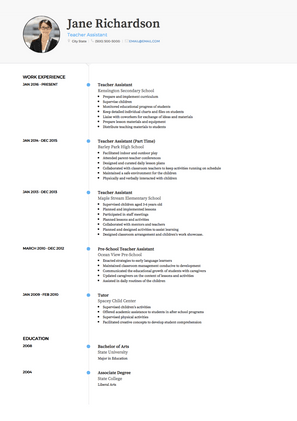 Teacher Assistant CV Example and Template