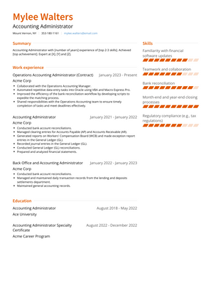 Accounting Administrator Resume Sample and Template