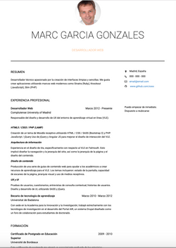 Desarrolador Web Resume Sample and Template