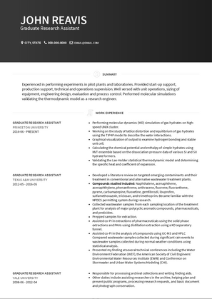 Graduate Research Assistant Resume Sample and Template