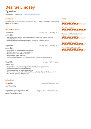 Tig Welder Resume Sample and Template