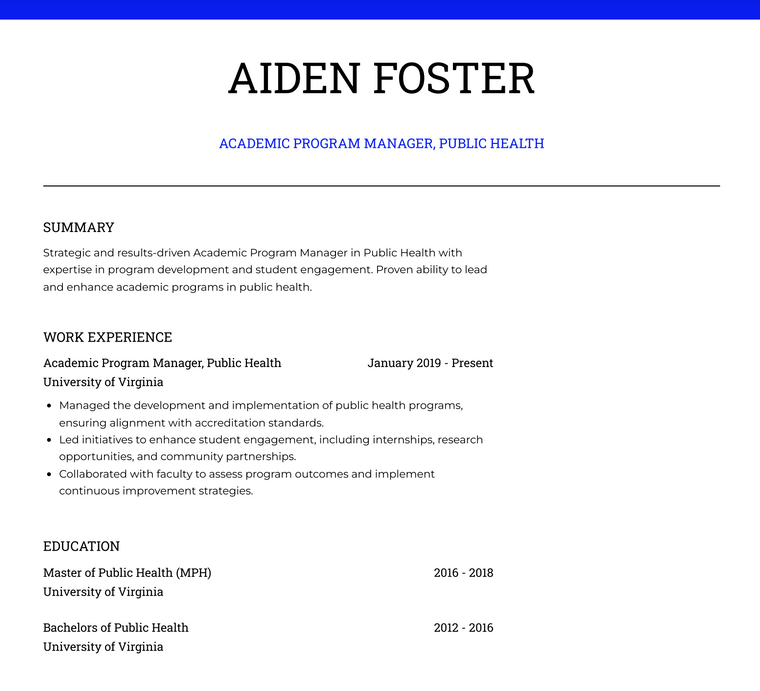 Academic CV Template - Chloe