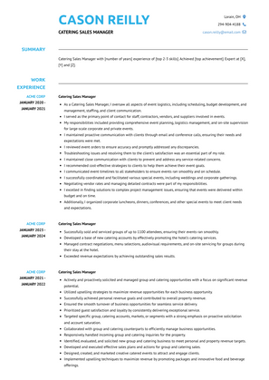 Catering Sales Manager Resume Sample and Template