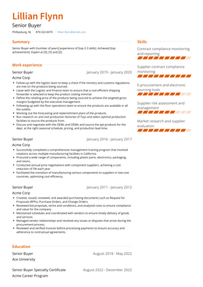 Senior Buyer Resume Sample and Template