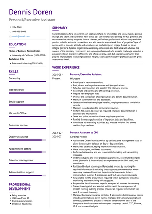 Personal/Executive Assistant CV Example and Template