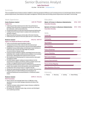 Senior Business Analyst Resume Sample and Template