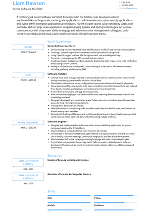 Senior Software Architect Resume Sample and Template
