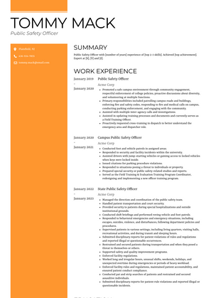 Public Safety Officer Resume Sample and Template