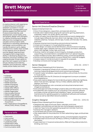 Art Director CV Example and Template