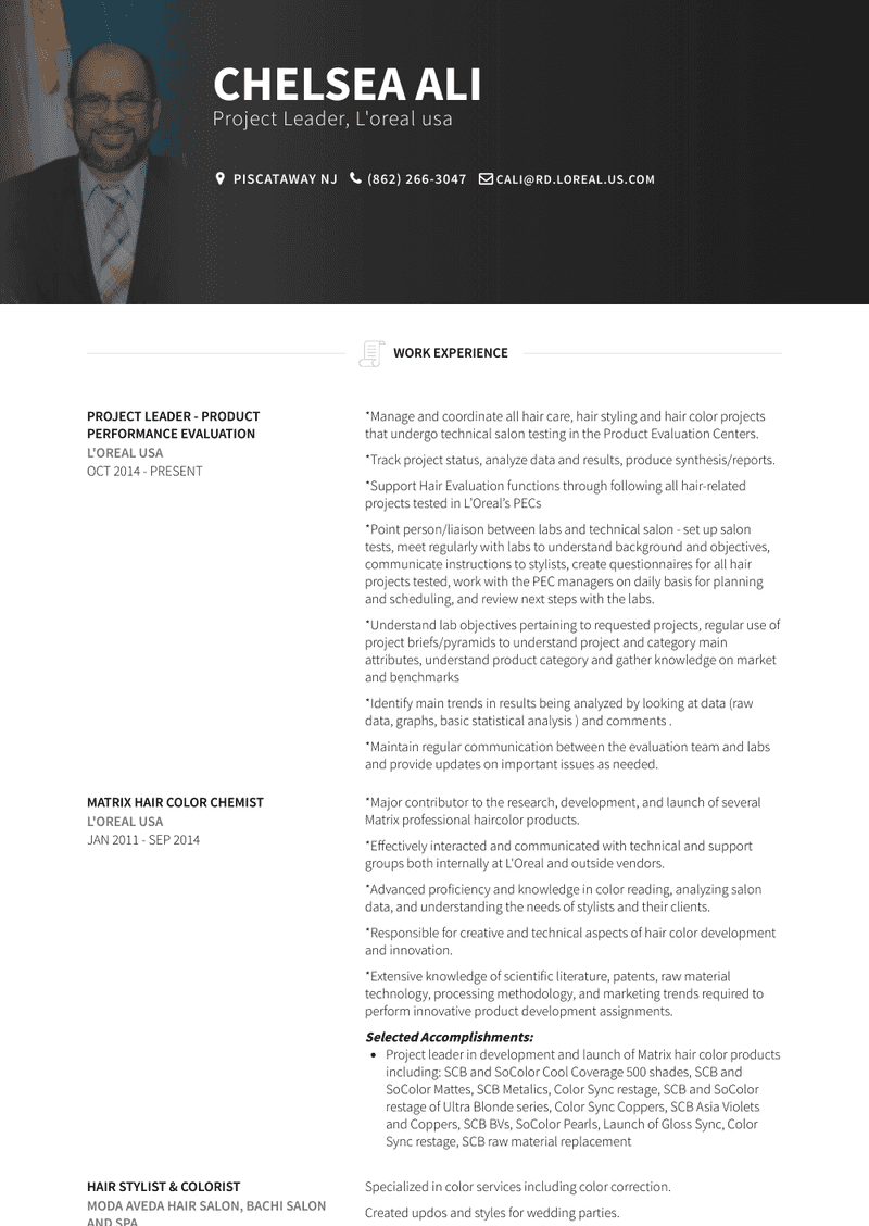 Project Leader   Product Performance Evaluation Resume Sample and Template