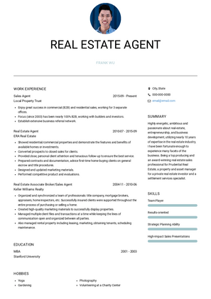 Real Estate Agent Resume Sample and Template