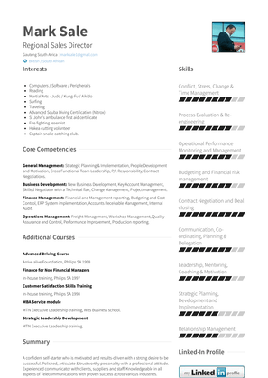 Regional Sales Director Resume Sample and Template