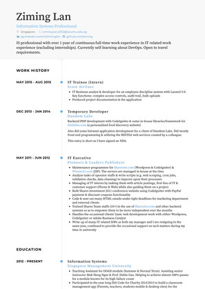 It Trainee (Intern) Resume Sample and Template