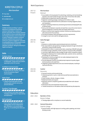 Merchandiser CV Example and Template